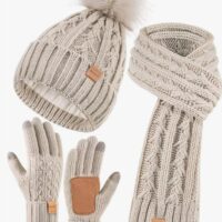 Winuesa Women's Hat, Scarf and Gloves Set